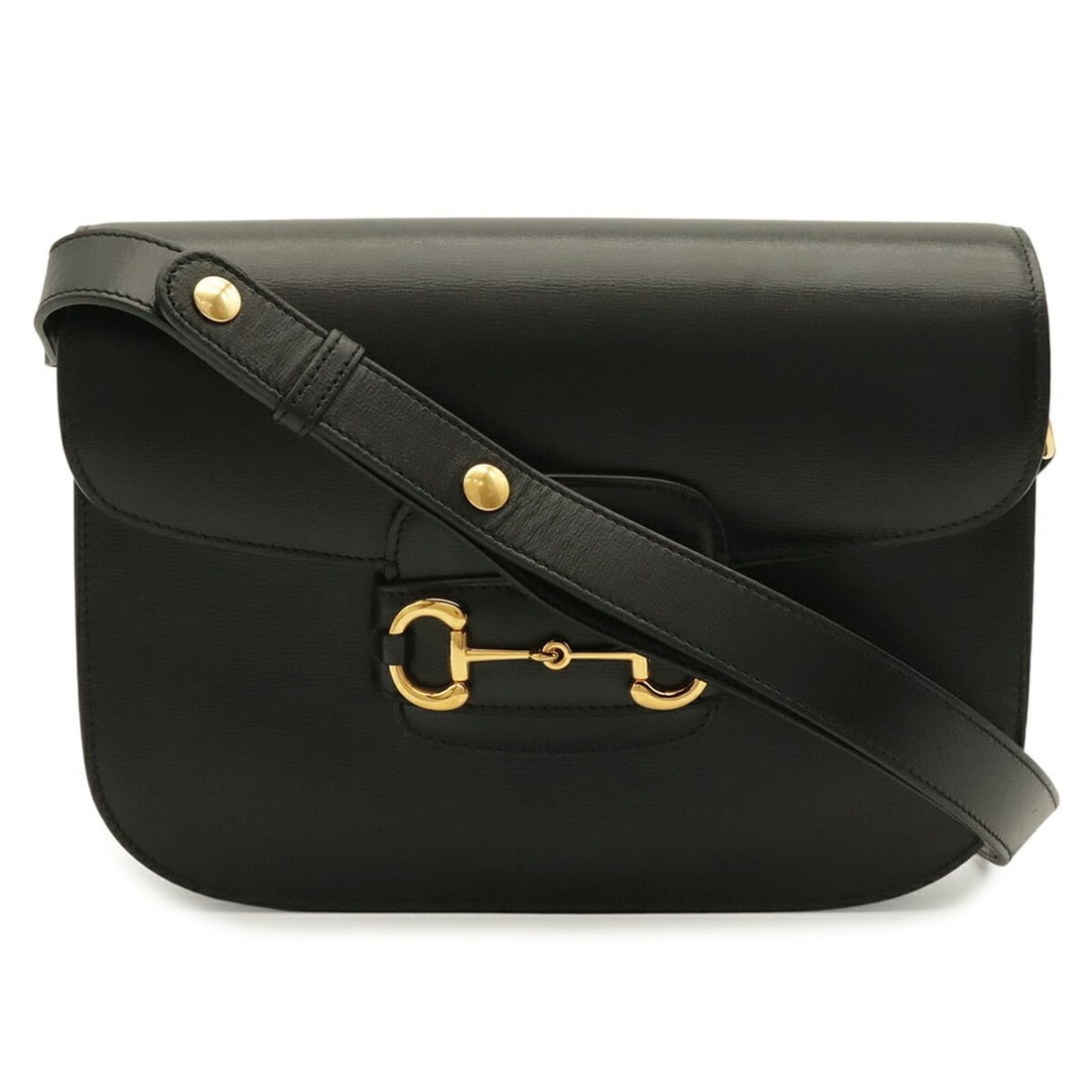 GUCCI Horsebit 1955 Shoulder Bag Pochette Leather Black 602204 (1 of 8)