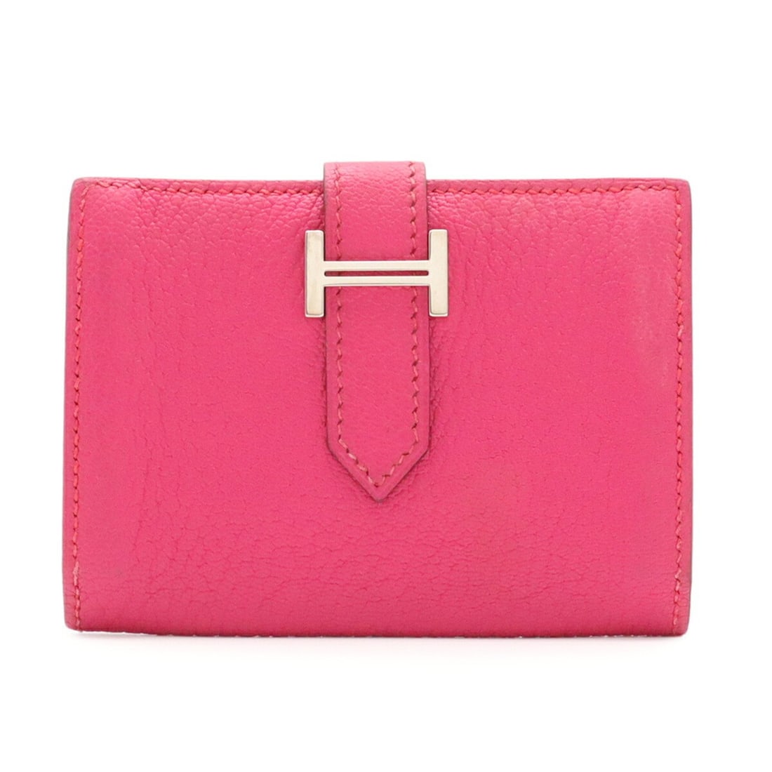 HERMES Bearn business card holder/card case, Chevre leather, Rose Shocking Pink, ?L stamp (1 of 10)