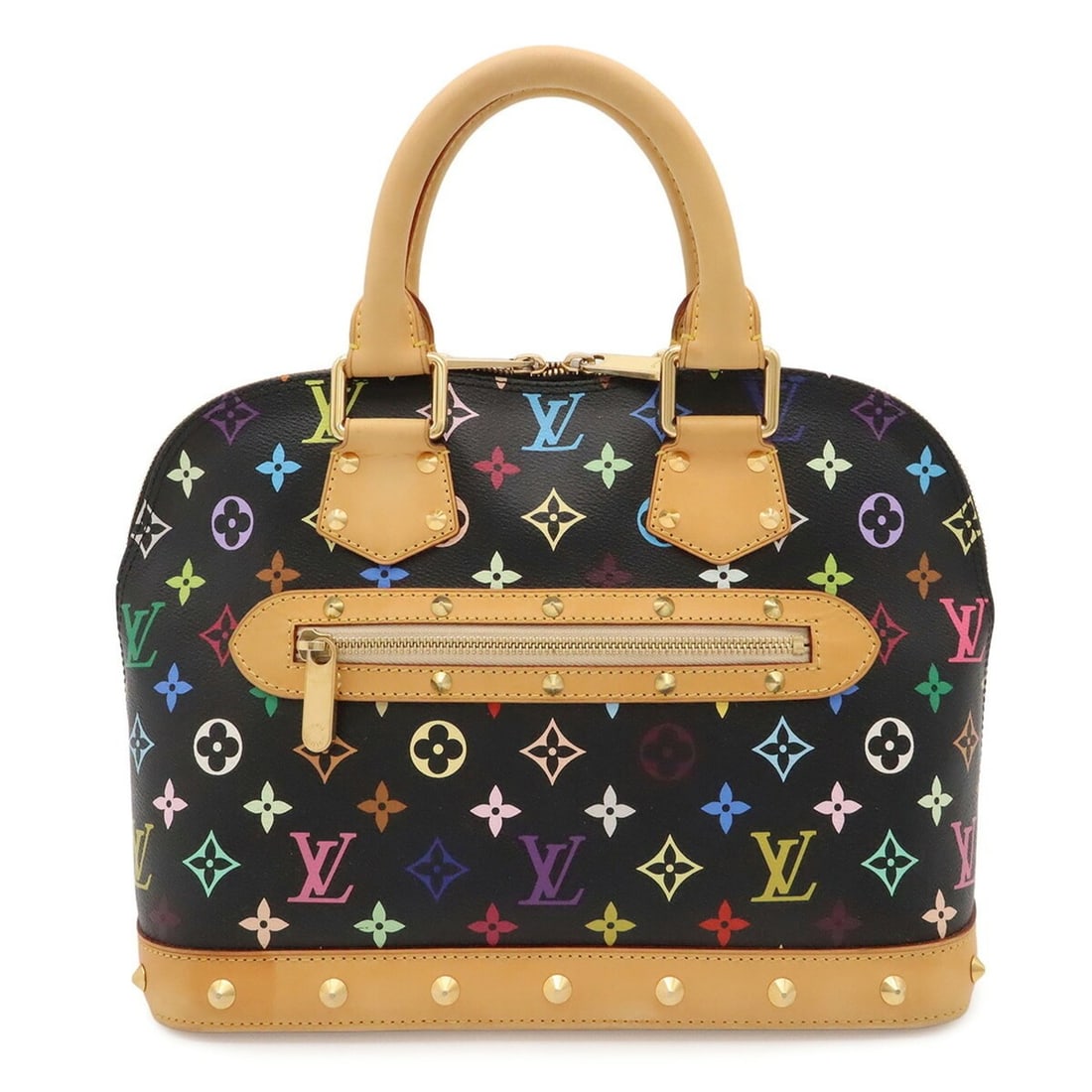 LOUIS VUITTON Louis Vuitton Monogram Multicolor Alma Handbag Studs Noir Black M92646 (1 of 10)