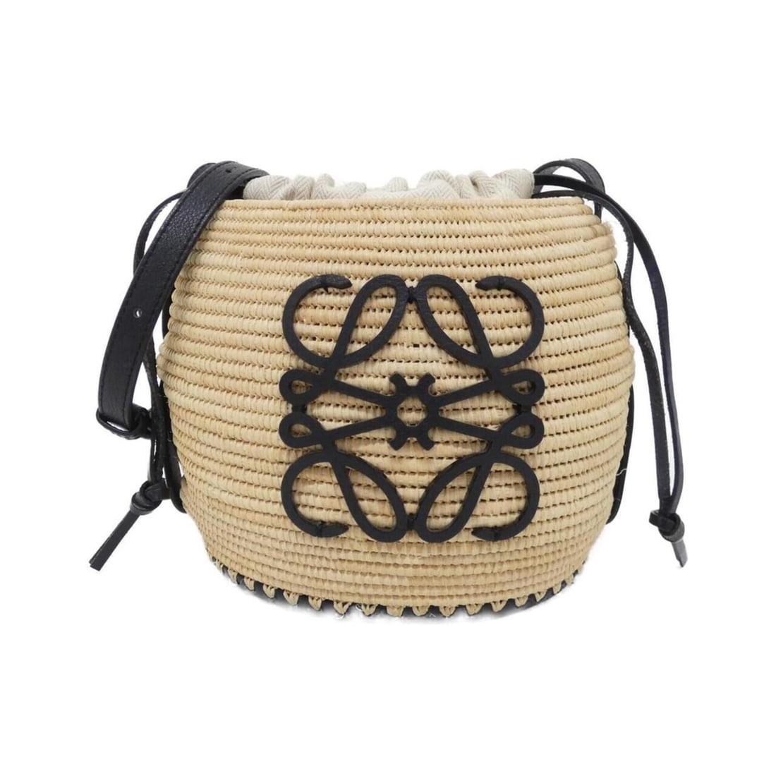 Loewe Beehive Basket Handbag A223Z48X07 Shoulder Bag: --- Catalog ---Category: SizeSize (HxWxD): 17cm x 20cm x 12cm / 6.69'' x 7.87'' x 4.72''Category: DesignType: Basket, Shoulder bagColor: BlackGender: Women,MenMaterial: Raffia , Leather Category: