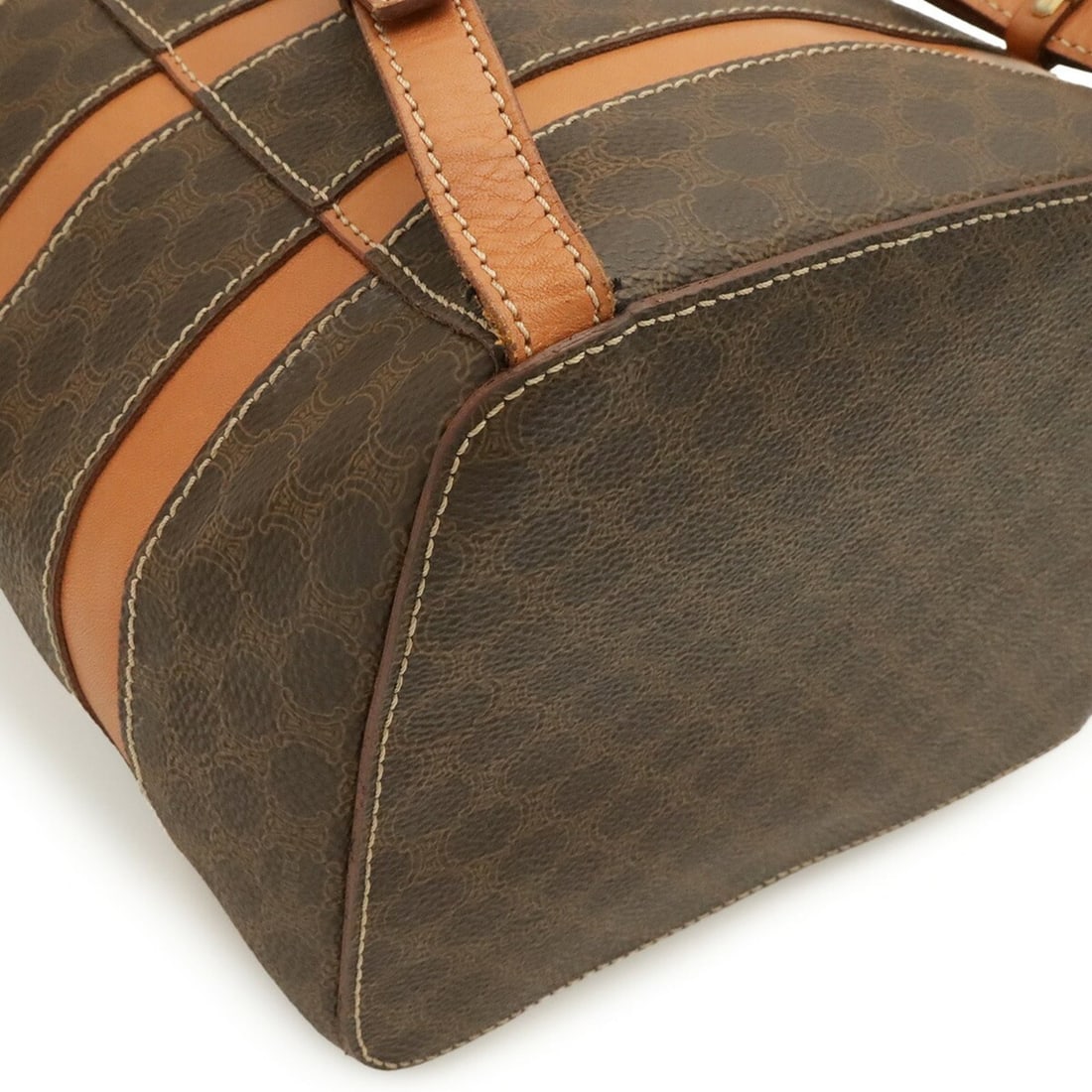 CELINE Macadam pattern backpack, leather, beige, dark brown. - 4