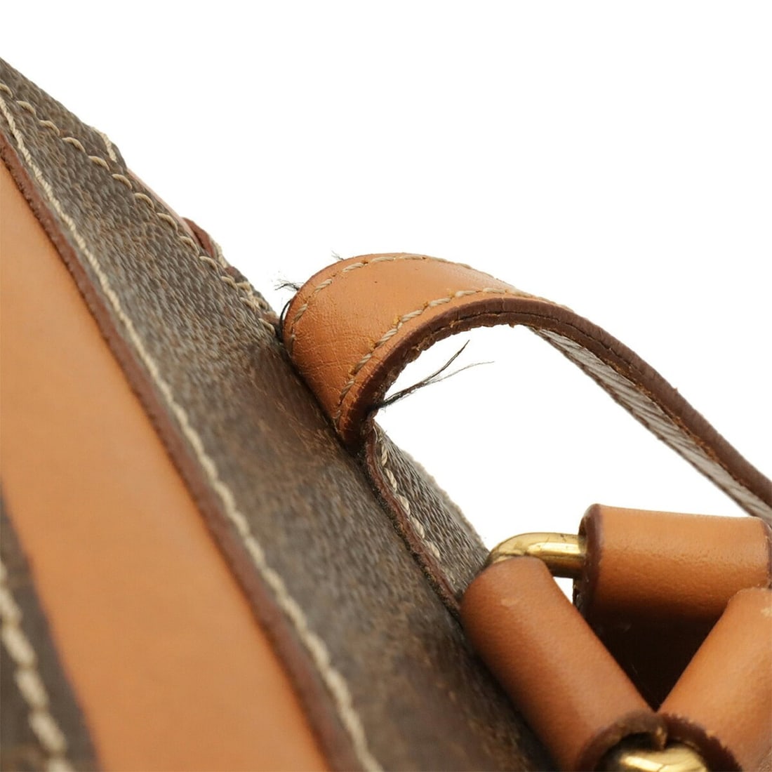 CELINE Macadam pattern backpack, leather, beige, dark brown. - 6