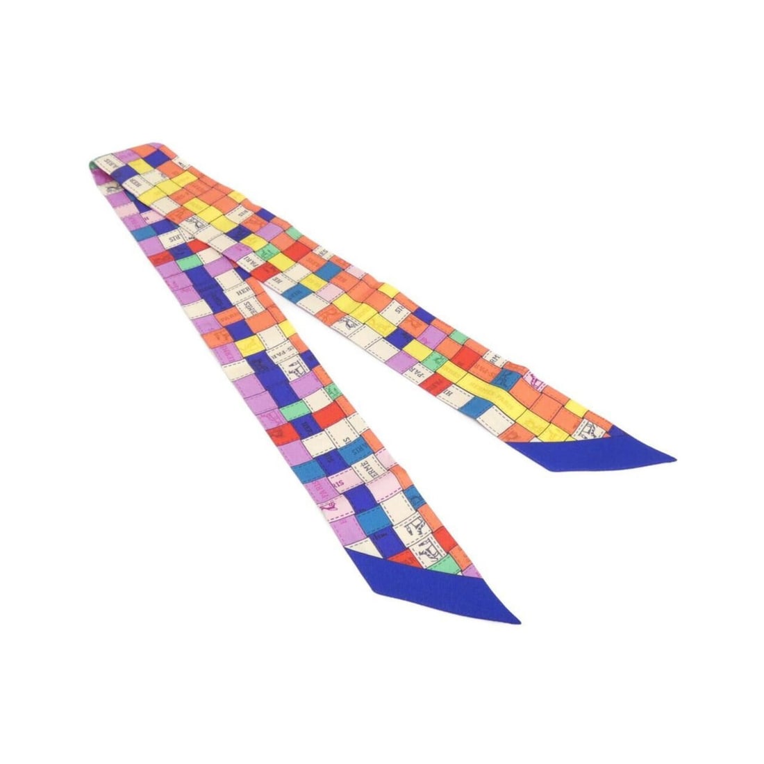 Hermes Twilly 062408S Scarf Muffler: --- Catalog ---Category: SizeSize (LxW): 5cm x 86cm / 1.96'' x 33.85''Category: DesignType: ScarfColor: Blue, Multi-colorGender: Women,MenMaterial: Silk Category: GeneralMPN: 062408SBrand: Hermes---