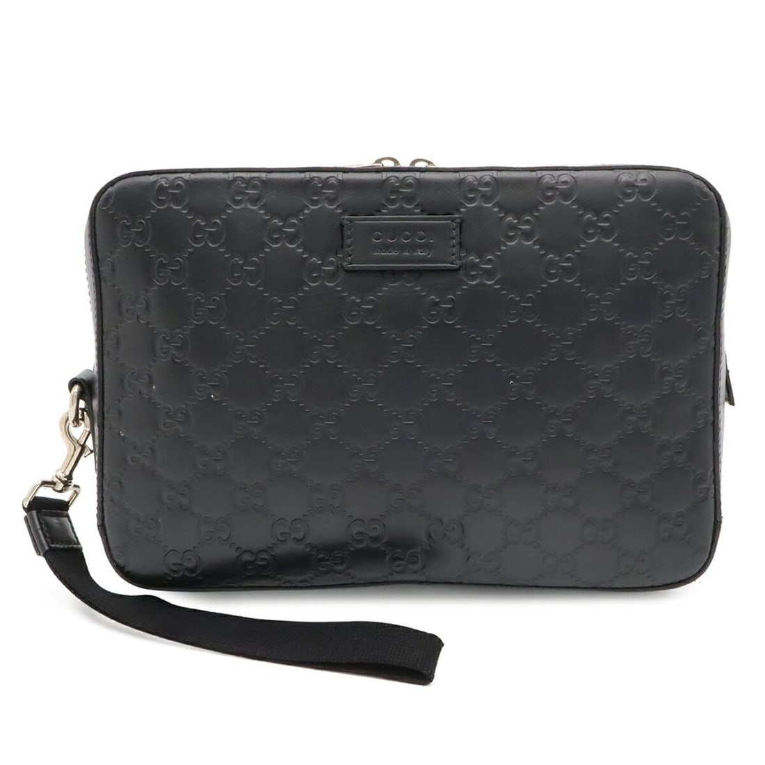 GUCCI Guccissima Clutch Bag, Second Leather, Black, 429146: --- Catalog ---Category: SizeSize (HxWxD): 19cm x 27.5cm x 6cm / 7.48'' x 10.82'' x 2.36''Category: DesignType: Clutch bagColor: BlackGender: MenMaterial: Leather Category: GeneralMPN: 429146Brand: Gu