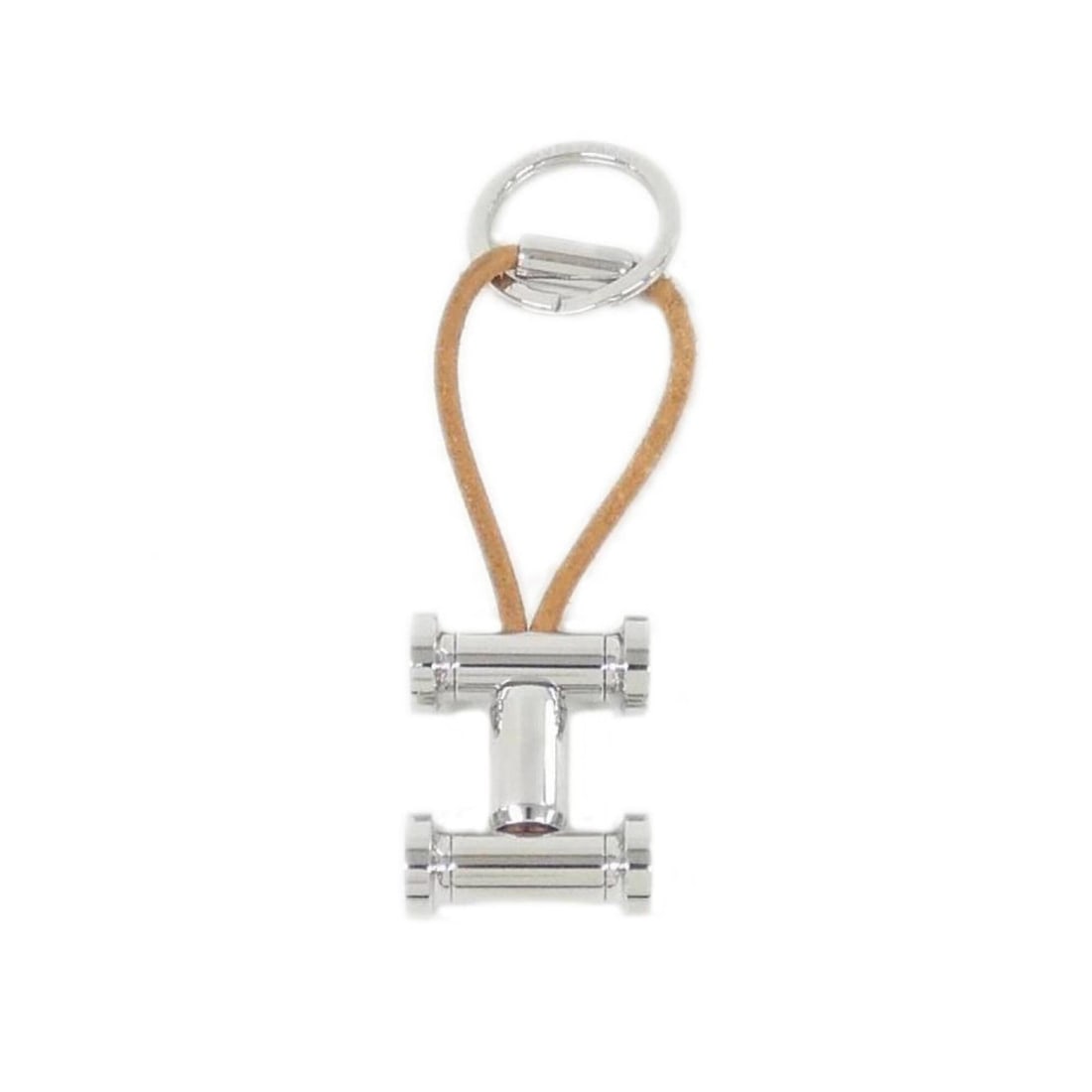 Hermes Mobile H 077361FJ Keyring: --- Catalog ---Category: DesignType: KeyringColor: Beige, Natural, SilverGender: Women,MenMaterial: Leather, Stainless steelCategory: GeneralMPN: 077361FJBrand: Hermes--- Item List ---Section: