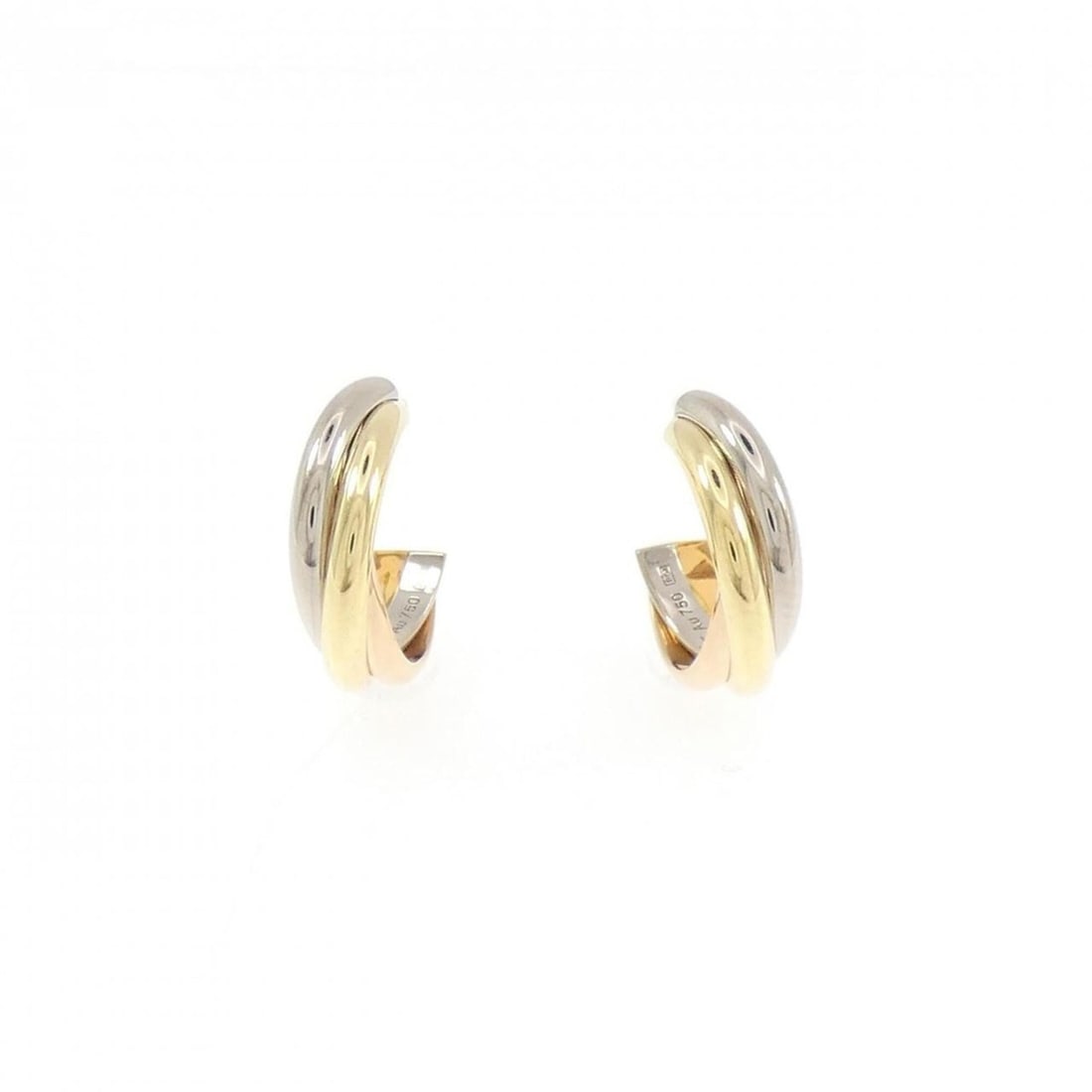 Cartier Trinity Small Earrings: --- Catalog ---Category: SizeSize (HxWxD): 12.50mm x 3.80mm / 0.49'' x 0.15''Category: DesignType: Half hoop earringsColor: Pink gold, White gold, Yellow goldGender: WomenMaterial: Pink gold (18K), Wh
