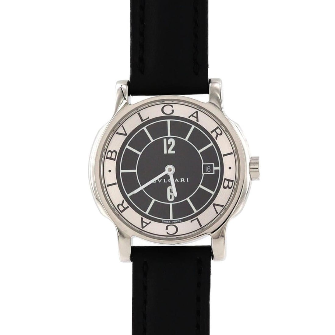 Bulgari Solotempo ST29S Stainless Steel Quartz Watch: --- Catalog ---Category: SizeCase Diameter: 29mm / 1.14''Category: DesignType: WristwatchGender: WomenColor (Dial): BlackMaterial (Case): Stainless steelCategory: GeneralMPN: ST29SBrand: BvlgariCatego