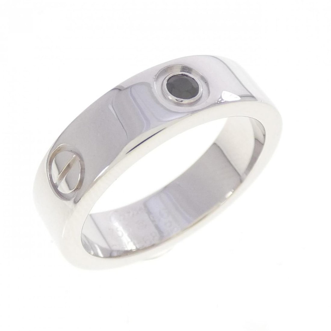 Cartier Love Ring 1P Black Sapphire: --- Catalog ---Category: SizeUS Size: 8Brand Size: 56Category: DesignType: Band ringStone: SapphireGender: Men,WomenMaterial: White gold (18K)Category: GeneralMPN: B4077100Brand: Cartier--- Item List 