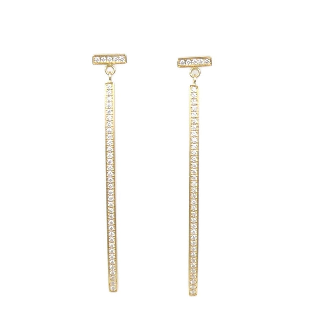 Tiffany T Wire Bar Earrings: --- Catalog ---Category: SizeWeight: 3.9g / 0.13oz.Size (HxWxD): 43.20mm x 6.10mm / 1.70'' x 0.24''Category: DesignType: Drop earringsStone: DiamondGender: WomenMaterial: Yellow gold (18K)Category: