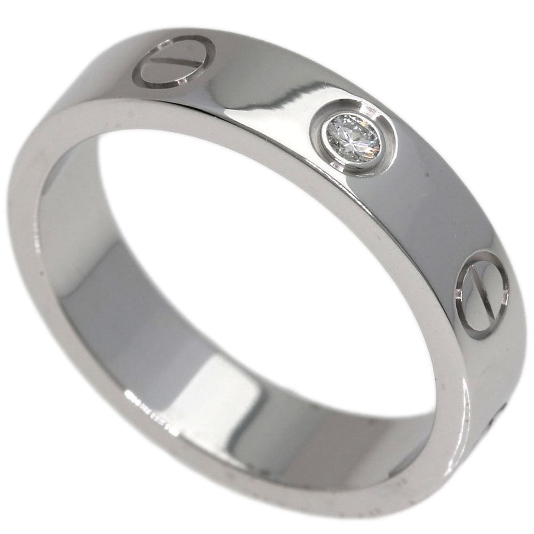 Cartier Mini Love Ring, 1P Diamond, Size 47, 18K White Gold, Women's Ring. (1 of 8)