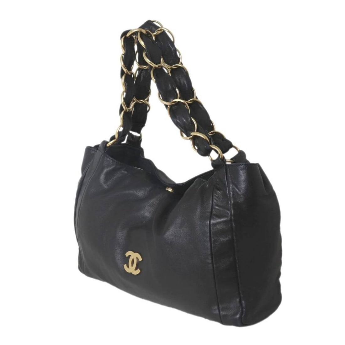 CHANEL Chain Shoulder Bag, Coco Mark, Black Lambskin, 7886821: --- Catalog ---Category: SizeHandle Drop: 16.00cm / 6.30''Size (HxWxD): 23cm x 43cm x 9cm / 9.05'' x 16.92'' x 3.54''Handle Length: 46cm / 18.11''Category: DesignType: Shoulder bagColor: BlackGender: 