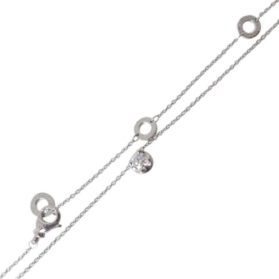 BVLGARI Corona Necklace in 18K White Gold (1PD), fits up to 45cm neck, with adjustable clasp.: --- Catalog ---Category: SizeWidth: 1mm / 0.04''Weight: 4.2g / 0.14oz.Diameter: 4mm / 0.15''Neck Circumference: 45 cm / 17.71''Category: DesignStone: DiamondGender: WomenMaterial: White gold (18K)Neck