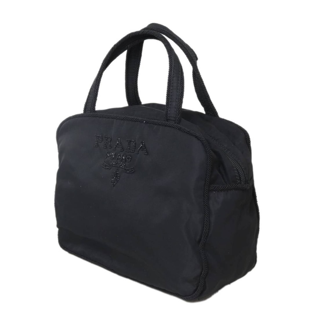 PRADA Prada Beaded Handbag Nylon Black (1 of 10)