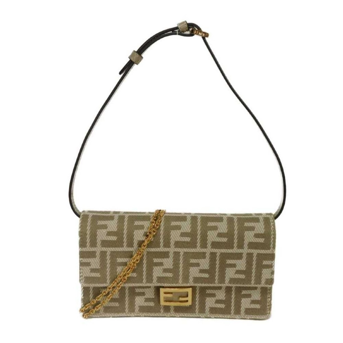 Fendi FENDI Shoulder Bag Baguette Chain Zucca Calf 3-Way FF Jacquard Denim Beige 8M0498 AUNJ F1SNP (1 of 20)