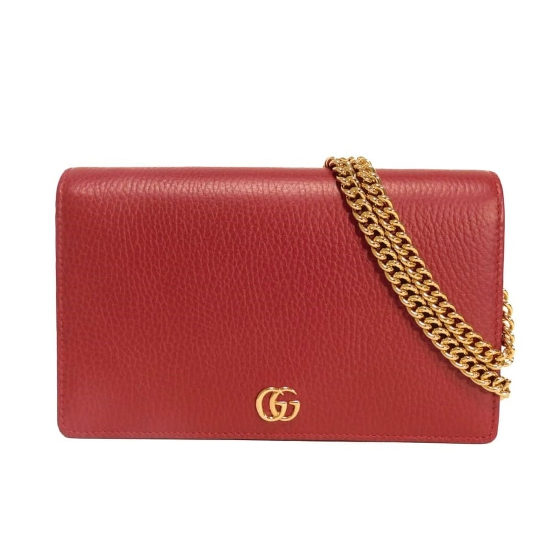 Gucci GG Marmont Chain Logo Calfskin 2-Way Clutch Bag with Double G Design, Red, 497985 CAO0G 6433, (1 of 14)