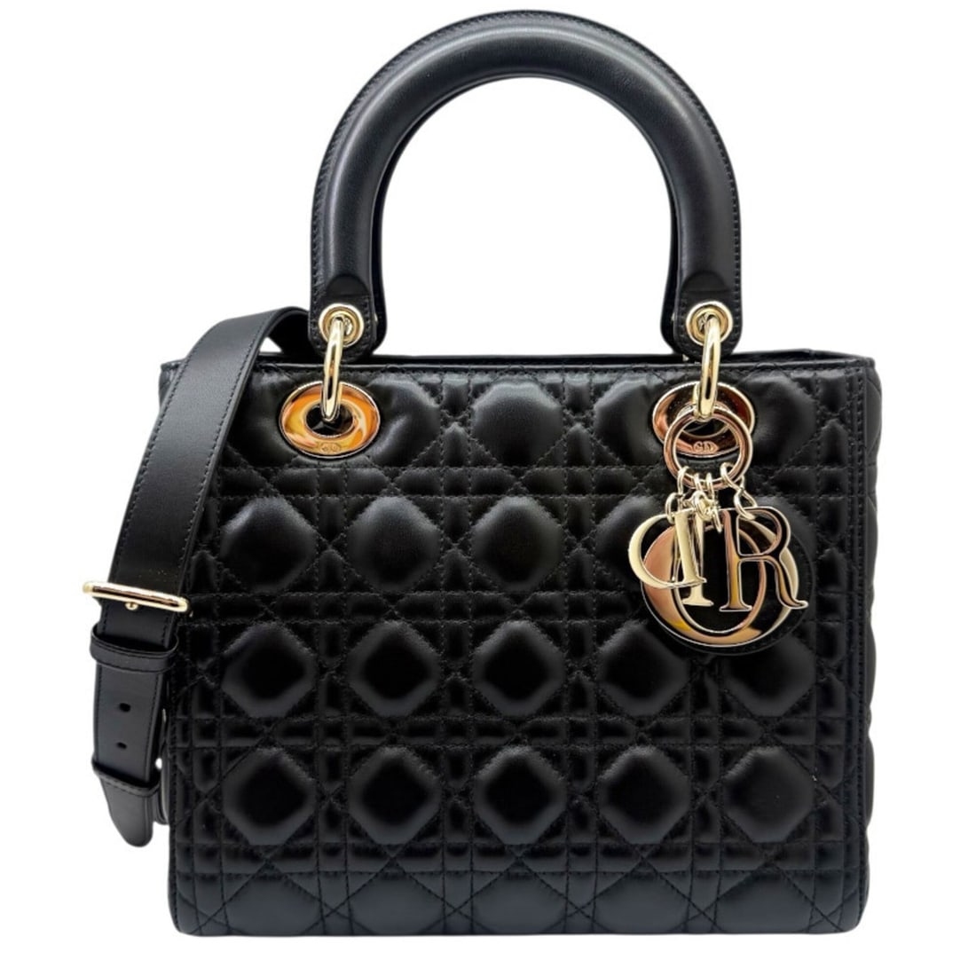 Christian Dior Lady Cannage Lambskin Black 88-MA-0243 Handbag Shoulder Bag Leather Champagne Women's: --- Catalog ---Category: SizeSize (HxWxD): 21cm x 23.5cm x 9.5cm / 8.26'' x 9.25'' x 3.74''Category: DesignType: Handbag, Shoulder bagColor: BlackGender: WomenMaterial: Leather Leather/Fur Type: Lambs