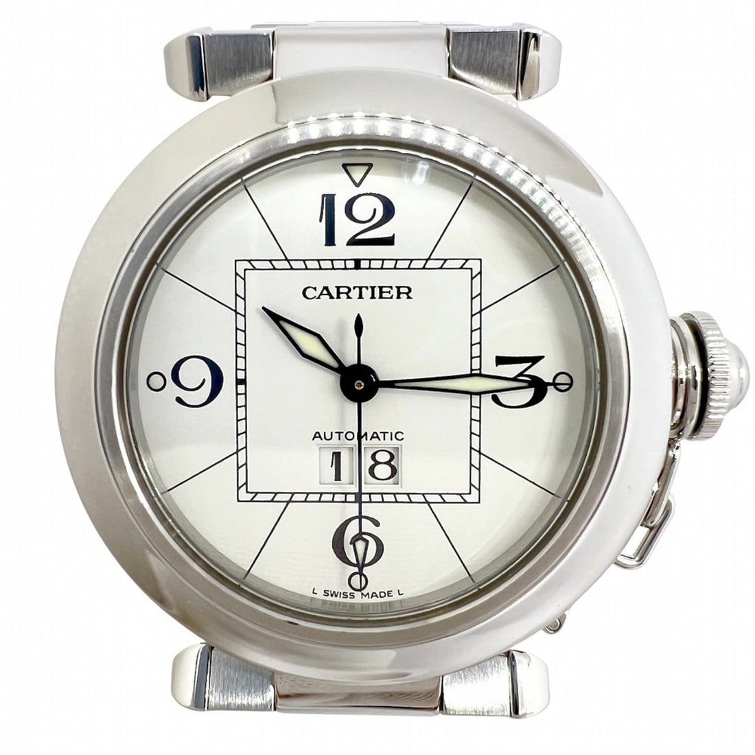 Cartier Pasha C Big Date Stainless Steel White Dial W31055M7 Automatic Watch for Women and Men: --- Catalog ---Category: SizeWrist Size: 17cm / 6.69''Case Diameter: 35mm / 1.38''Category: DesignType: WristwatchGender: Men,WomenMaterial (Band): Stainless steelMaterial (Case): Stainless steelCateg
