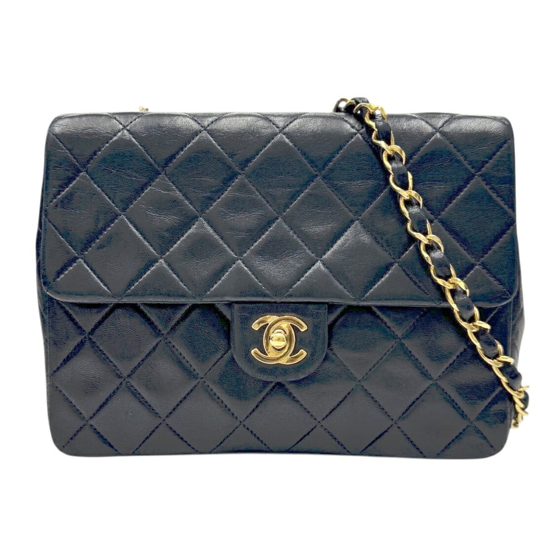 CHANEL Mini Matelasse 20 Chain Shoulder Bag, Lambskin, Black, Coco Mark: --- Catalog ---Category: SizeSize (HxWxD): 15cm x 20cm x 6.5cm / 5.9'' x 7.87'' x 2.55''Category: DesignType: Shoulder bagColor: BlackGender: WomenMaterial: Leather Leather/Fur Type: LambskinCategory: