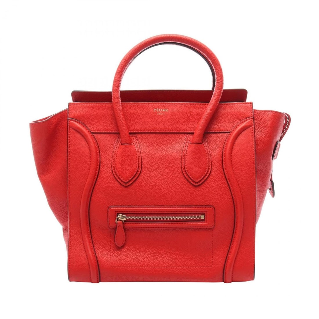 Celine Luggage Mini Shopper Handbag, Leather, Women's, Red: --- Catalog ---Category: SizeSize (HxWxD): 31cm x 30cm x 17cm / 12.2'' x 11.81'' x 6.69''Category: DesignType: HandbagColor: Red colorGender: WomenMaterial: Leather Category: GeneralBrand: Celine--- I