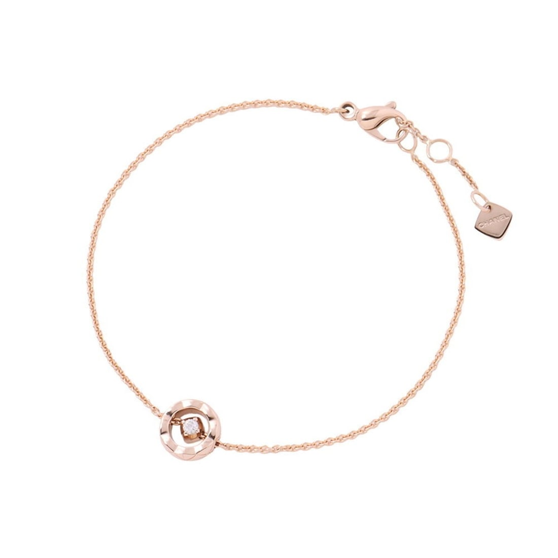 Chanel Coco Crush Collection Bracelet, 1 Diamond (approx. 0.03ct), 18K Pink Gold, J12368. (CHANEL: --- Catalog ---Category: SizeLength: 15cm - 17cm / 5.9'' - 6.69''Category: DesignType: Charm braceletGender: WomenMaterial: Pink gold (18K)Category: GeneralBrand: Chanel--- Item List ---Section: Condi