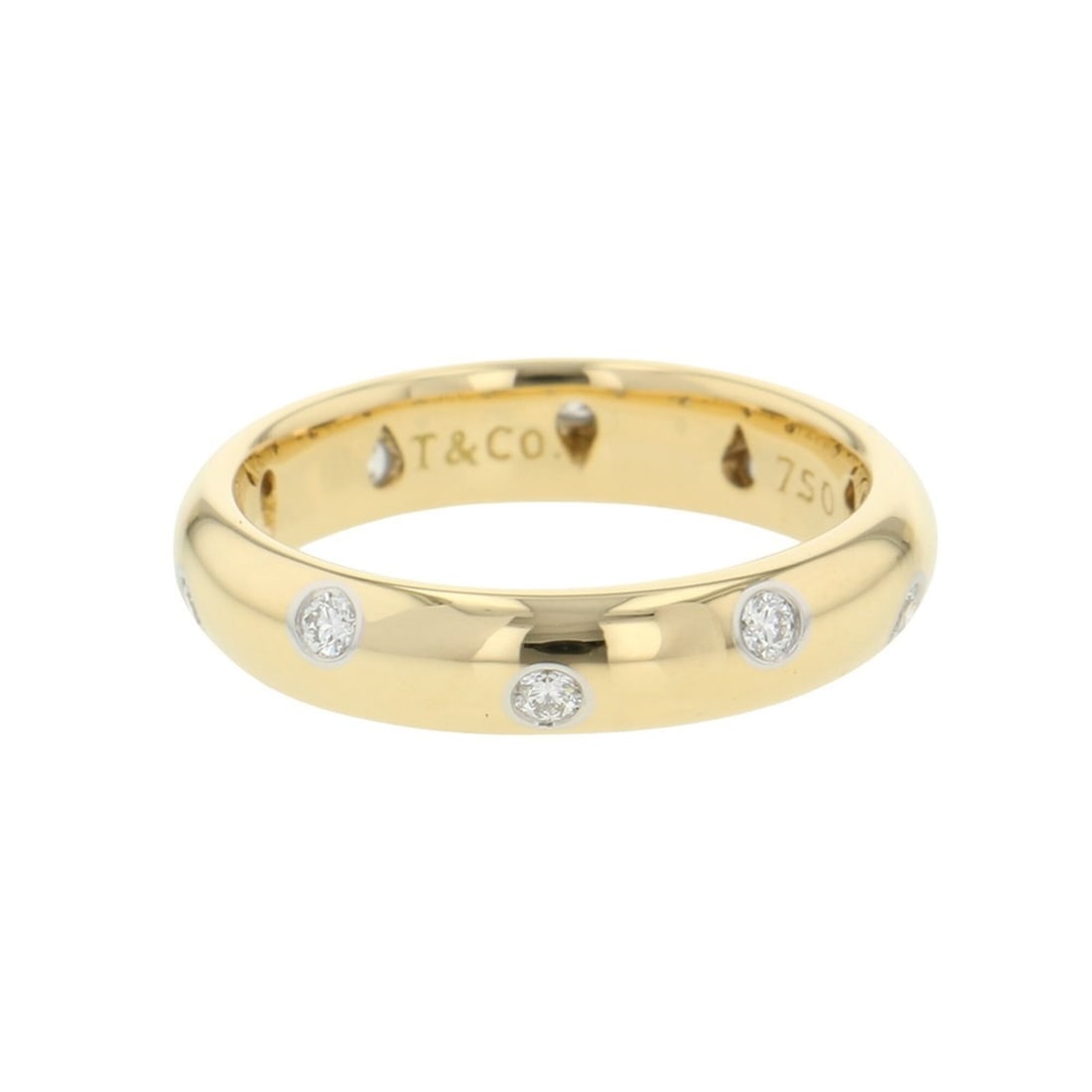 Tiffany & Co. Dots Diamond Ring, 18K Yellow Gold (KYG), Platinum (Pt950), Size Approx. 1. (Tiffany: --- Catalog ---Category: SizeJP Size: 12US Size: 6.5Category: DesignType: Band ringGender: WomenMaterial: Platinum 950, Yellow gold (18K)Category: GeneralBrand: Tiffany--- Item List ---Section: Condit