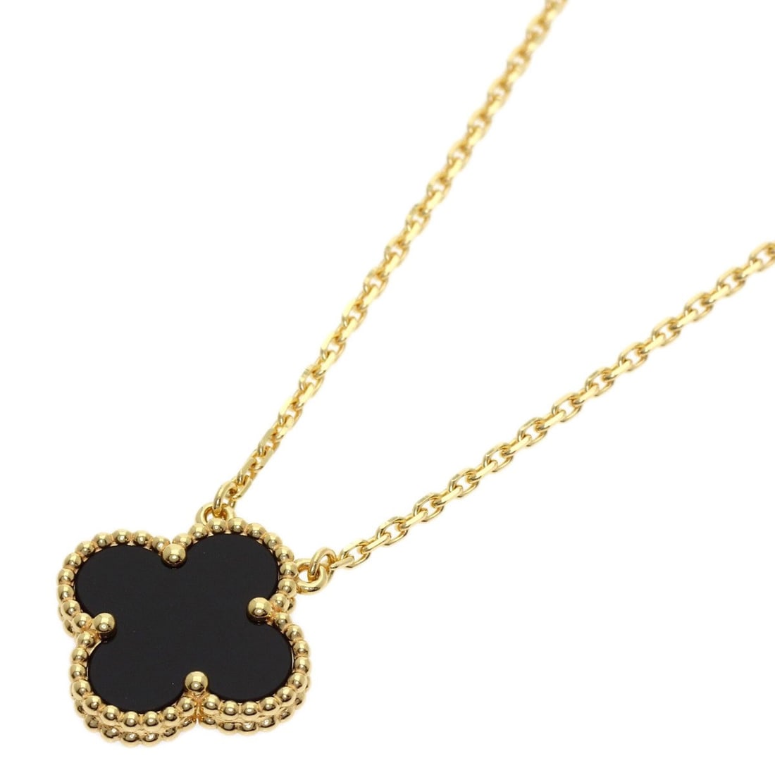 Van Cleef & Arpels Vintage Alhambra Onyx Necklace, 18K Yellow Gold, Women's (1 of 10)