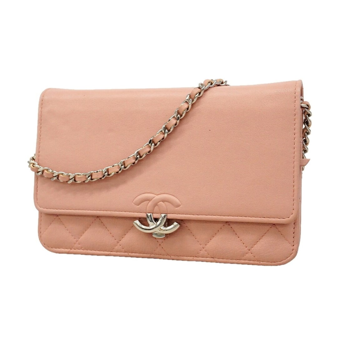 Chanel Matelassé Chain Shoulder Wallet, Pink Leather, Women's, P3341922: --- Catalog ---Category: SizeSize (HxWxD): 12.5cm x 19cm x 4cm / 4.92'' x 7.48'' x 1.57''Category: DesignType: Chain/Shoulder walletColor: PinkGender: WomenMaterial: Leather Category: GeneralBrand: Ch