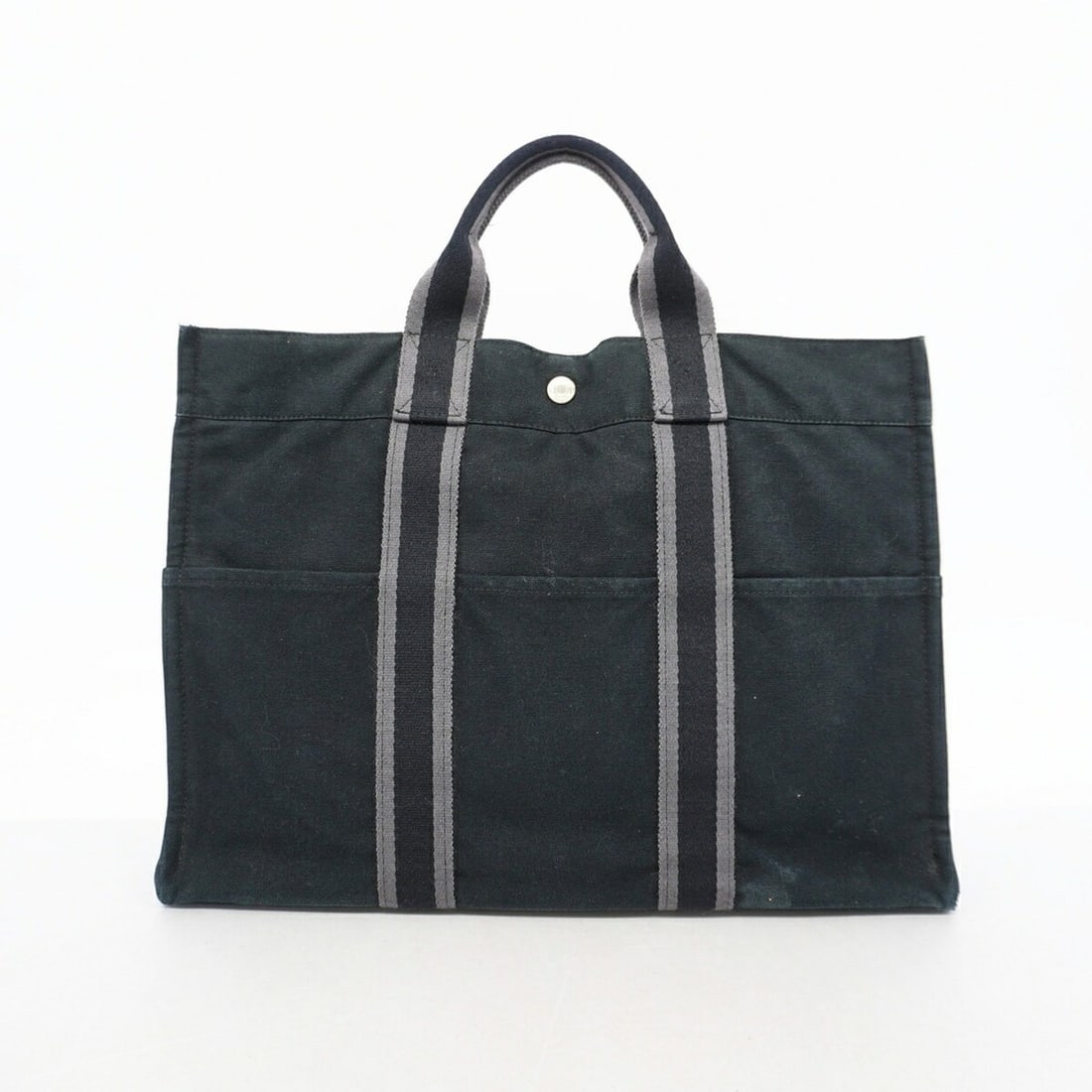 Hermes Fourre-Tout MM Canvas Tote Bag, Black, Men's & Women's, P3316101 (1 of 10)
