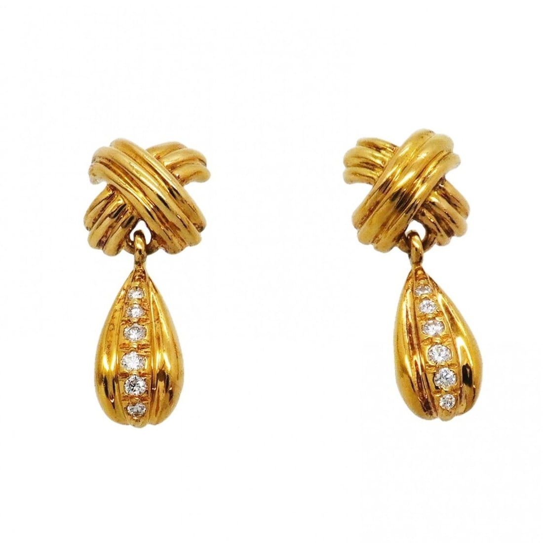 Tiffany & Co. Signature Drop Earrings, 18K Yellow Gold, Diamond, Women's: --- Catalog ---Category: SizeSize (HxWxD): 20.90mm x 8.30mm / 0.82'' x 0.33''Category: DesignType: Stud earringsStone: DiamondGender: WomenMaterial: Yellow gold (18K)Category: GeneralBrand: Tiffany---