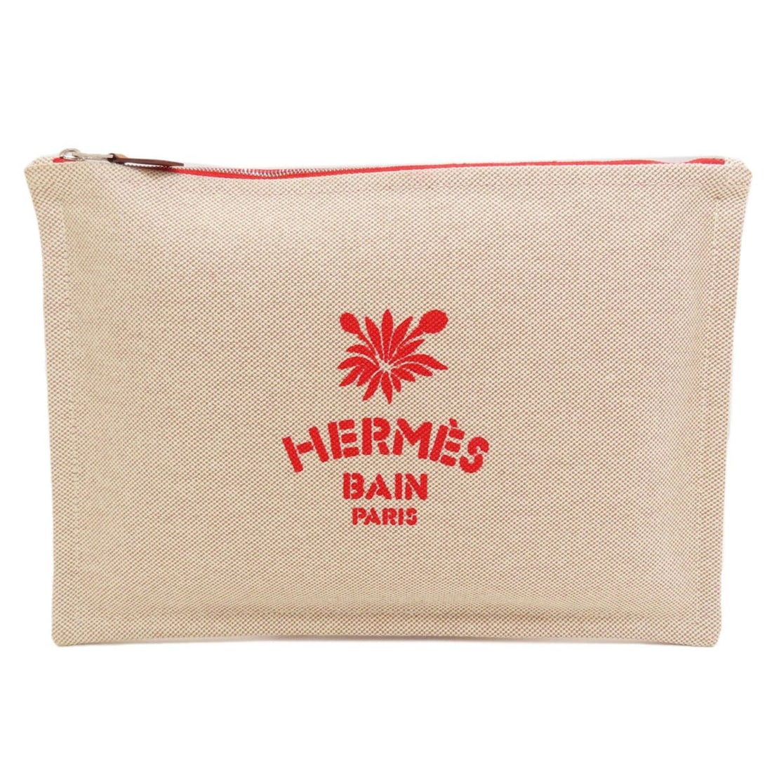 Hermes Yachting Pouch Accessory Toile H Women's HERMES: --- Catalog ---Category: SizeSize (HxWxD): 19.5cm x 27.5cm x 5.00mm / 7.67'' x 10.82'' x 0.19''Category: DesignType: PouchColor: Beige, Red colorGender: WomenClosure: ZipperMaterial: Toile H Category: