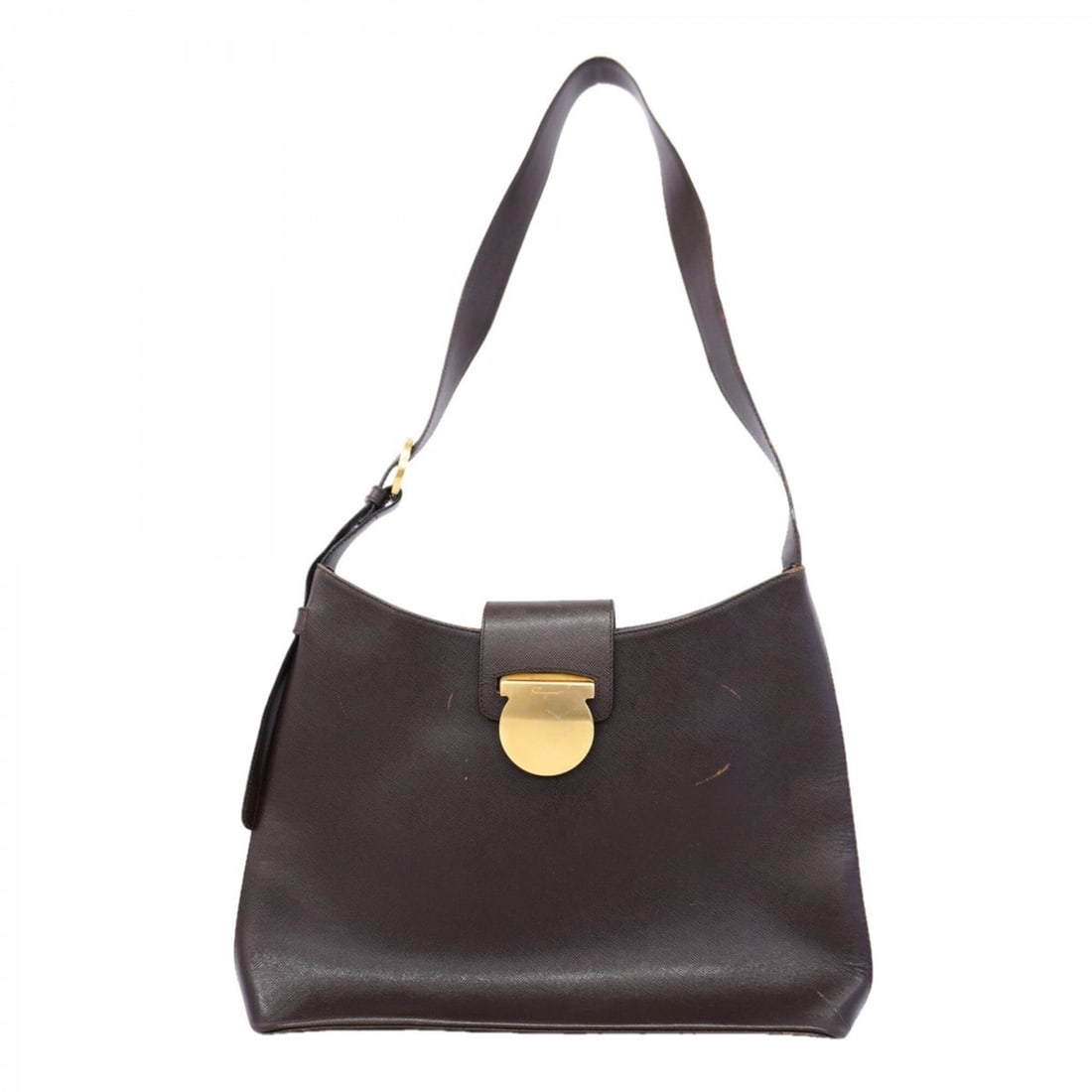 Salvatore Ferragamo Gancini Leather Shoulder Bag, Brown, Women's: --- Catalog ---Category: SizeSize (HxWxD): 22cm x 30cm x 7cm / 8.66'' x 11.81'' x 2.75''Category: DesignType: Shoulder bagColor: BrownGender: WomenMaterial: Leather Hardware Color: GoldCategory: Gener