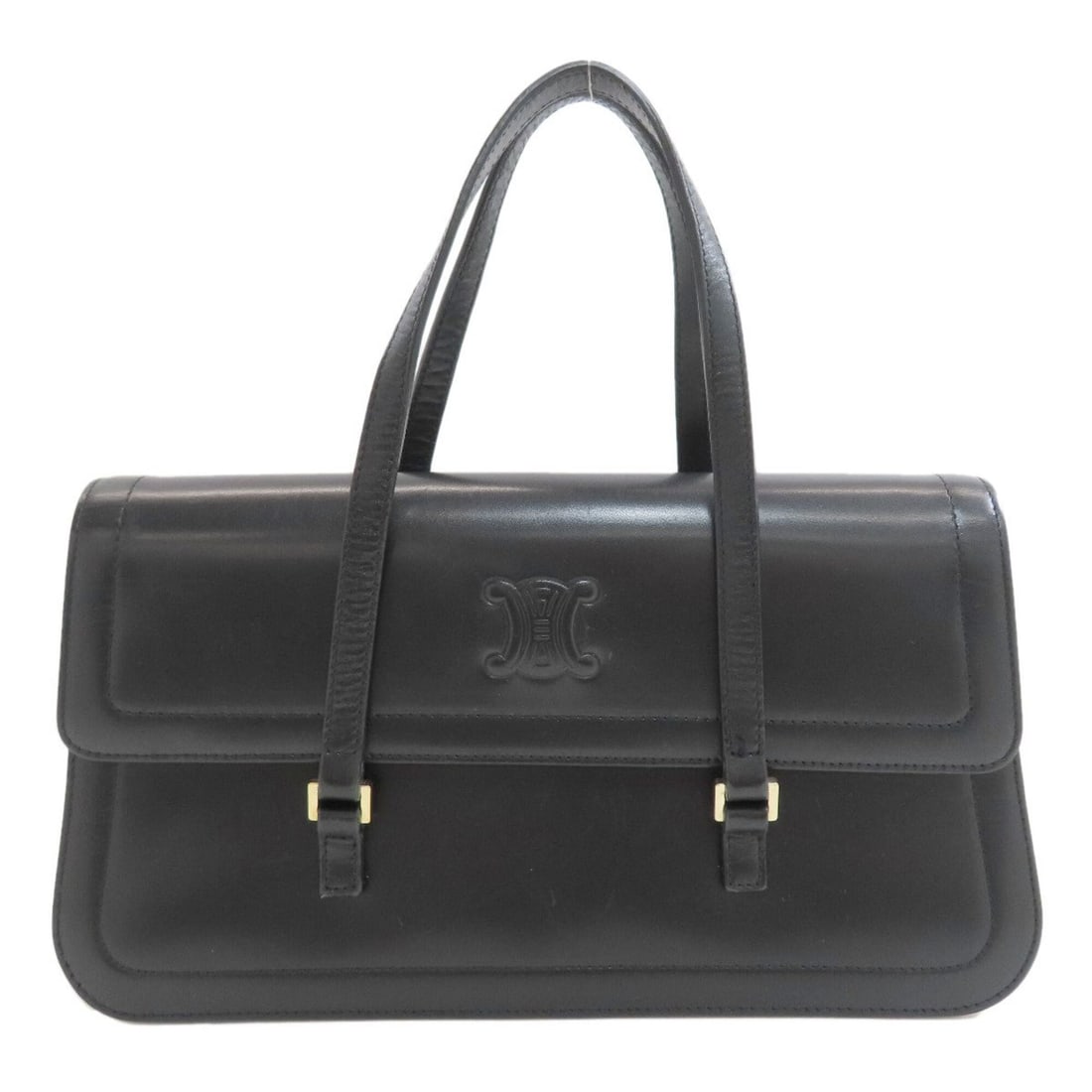 Celine Macadam handbag, calfskin, women's.: --- Catalog ---Category: SizeSize (HxWxD): 16cm x 27cm x 8cm / 6.29'' x 10.62'' x 3.14''Category: DesignType: HandbagColor: BlackGender: WomenMaterial: Leather Leather/Fur Type: CalfskinCategory: Gene