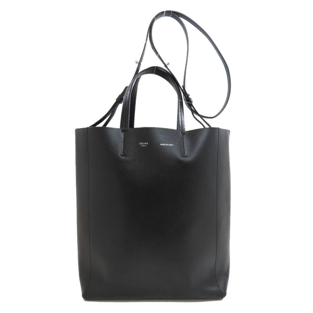 Celine Vertical Cabas 2-Way Handbag, Calfskin, Women's: --- Catalog ---Category: SizeSize (HxWxD): 27cm x 22.5cm x 10cm / 10.62'' x 8.85'' x 3.93''Category: DesignType: HandbagColor: BlackGender: WomenMaterial: Leather Leather/Fur Type: CalfskinCategory: G