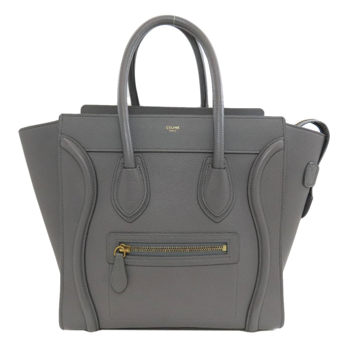 Celine Luggage Micro Handbag, Calfskin, Women's: --- Catalog ---Category: SizeSize (HxWxD): 26.5cm x 40cm x 12cm / 10.43'' x 15.74'' x 4.72''Category: DesignType: HandbagColor: GrayGender: WomenMaterial: Leather Leather/Fur Type: CalfskinCategory: G