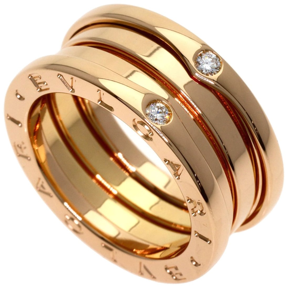 BVLGARI B-zero1 3-band 4P Diamond Ring #50 18K Pink Gold Women's: --- Catalog ---Category: SizeJP Size: 10US Size: 5.5Category: DesignType: Band ringGender: WomenMaterial: Pink gold (18K)Category: GeneralBrand: Bvlgari--- Item List ---Section: ConditionRanking: Rank