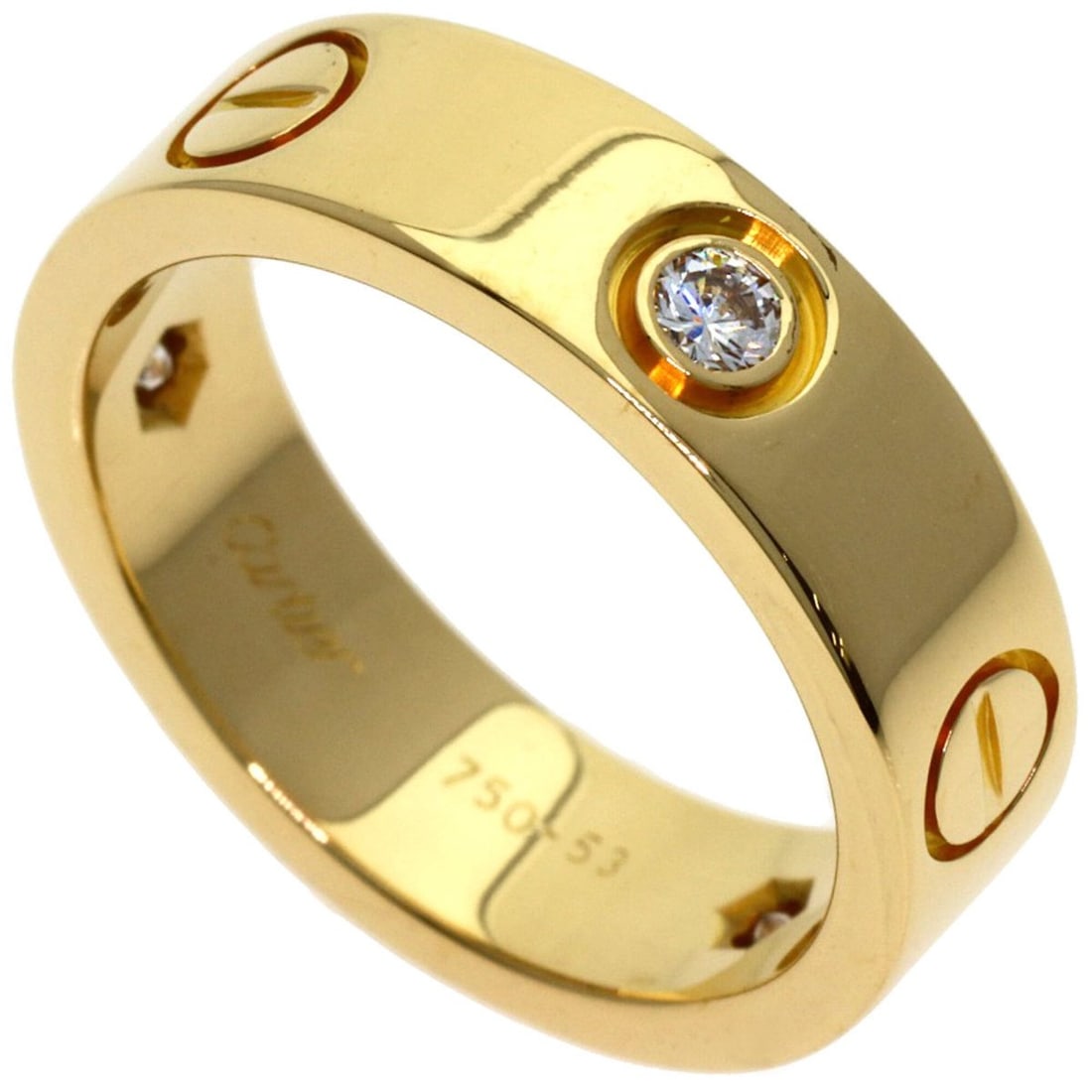 Cartier Love Ring Half Diamond #53 Ring, 18K Yellow Gold, Women's, CARTIER: --- Catalog ---Category: SizeJP Size: 13US Size: 6.5Category: DesignType: Band ringGender: WomenMaterial: Yellow gold (18K)Category: GeneralBrand: Cartier--- Item List ---Section: ConditionRanking: Ra