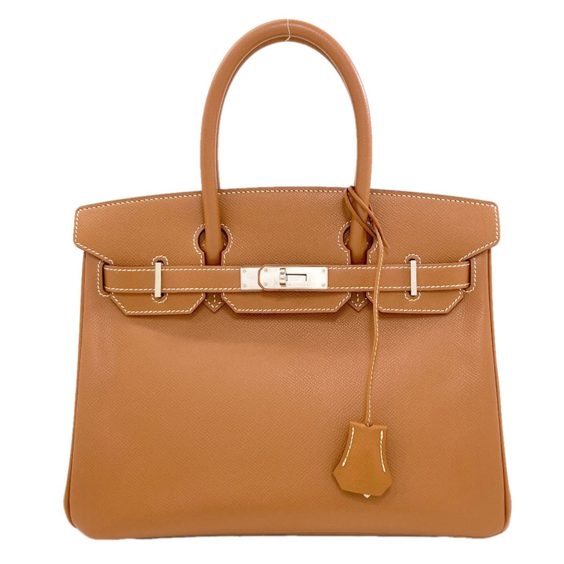 Hermes Birkin 30 Gold with Silver Hardware Handbag, Epsom Leather, Women's HERMES: --- Catalog ---Category: SizeSize (HxWxD): 23cm x 30cm x 15cm / 9.05'' x 11.81'' x 5.9''Category: DesignType: HandbagColor: GoldGender: WomenMaterial: Epsom leather Category: GeneralBrand: Hermes--- I