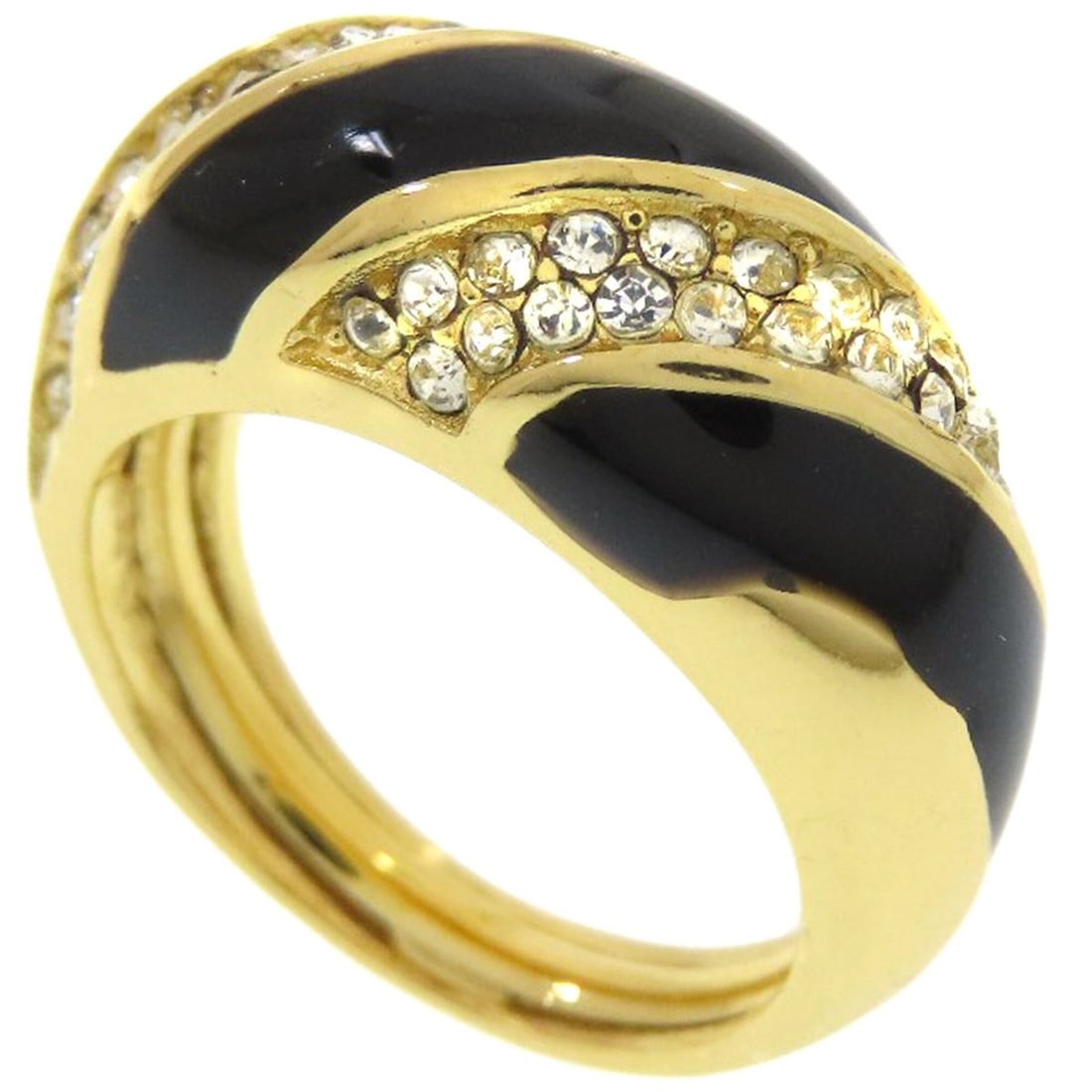 Christian Dior Rhinestone Ring - Metal Women's: --- Catalog ---Category: SizeJP Size: 11US Size: 6Category: DesignType: Band ringGender: WomenCategory: GeneralBrand: Christian Dior--- Item List ---Section: ConditionRanking: Rank AB Used - Traces of