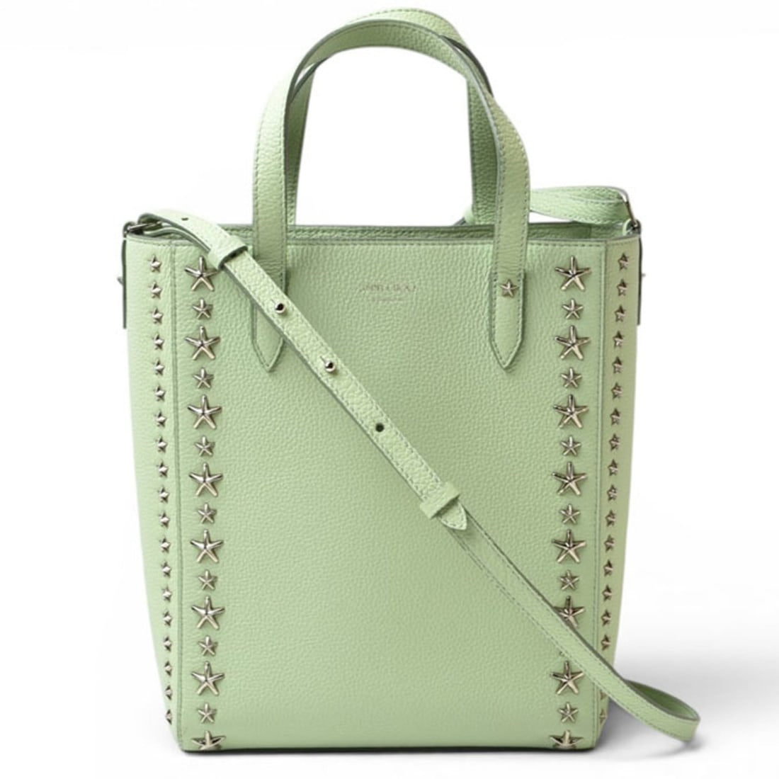 Jimmy Choo handbag, JIMMY CHOO Pegasi N S Peppermint Star Studded Leather Shoulder Bag for Women: --- Catalog ---Category: SizeSize (HxWxD): 25cm x 20cm x 10cm / 9.84'' x 7.87'' x 3.93''Category: DesignType: Handbag, Shoulder bagColor: GreenGender: WomenMaterial: Leather Category: GeneralBrand: Ji