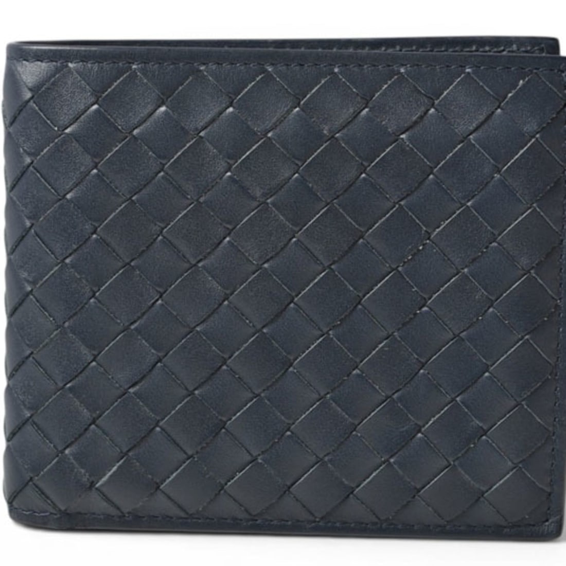Bottega Veneta bi-fold wallet, Intrecciato weave, navy.: --- Catalog ---Category: SizeSize (HxWxD): 9.5cm x 11cm x 2cm / 3.74'' x 4.33'' x 0.78''Category: DesignType: Wallet (bi-fold)Color: NavyGender: Men,WomenMaterial: Leather Category: GeneralBrand: Bott