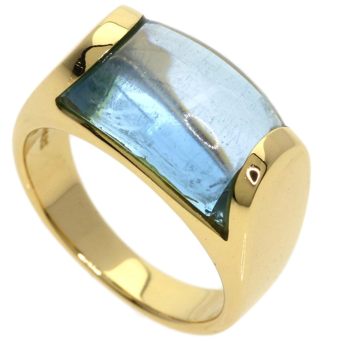 BVLGARI Tronchetto Blue Topaz Ring, 18K Yellow Gold, Women's.: --- Catalog ---Category: SizeJP Size: 10US Size: 5.5Category: DesignType: Band ringStone: TopazGender: WomenMaterial: Yellow gold (18K)Category: GeneralBrand: Bvlgari--- Item List ---Section: Conditio