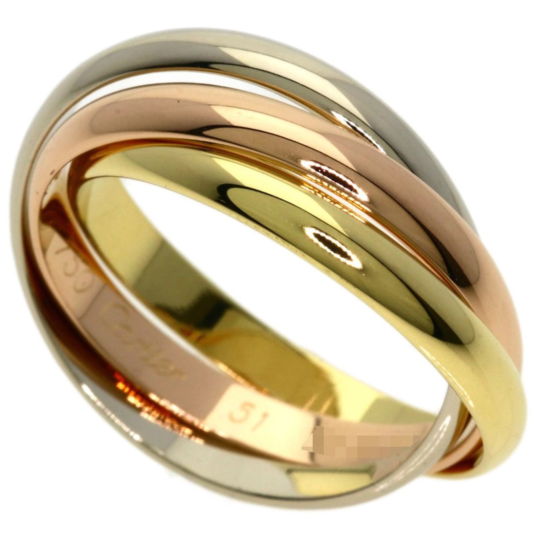 Cartier Trinity SM #51 Ring, 18K Yellow Gold/18KWG, Women's, CARTIER: --- Catalog ---Category: SizeJP Size: 11US Size: 6Category: DesignType: Band ringGender: WomenMaterial: White gold (18K), Yellow gold (18K)Category: GeneralBrand: Cartier--- Item List ---Section: Cond