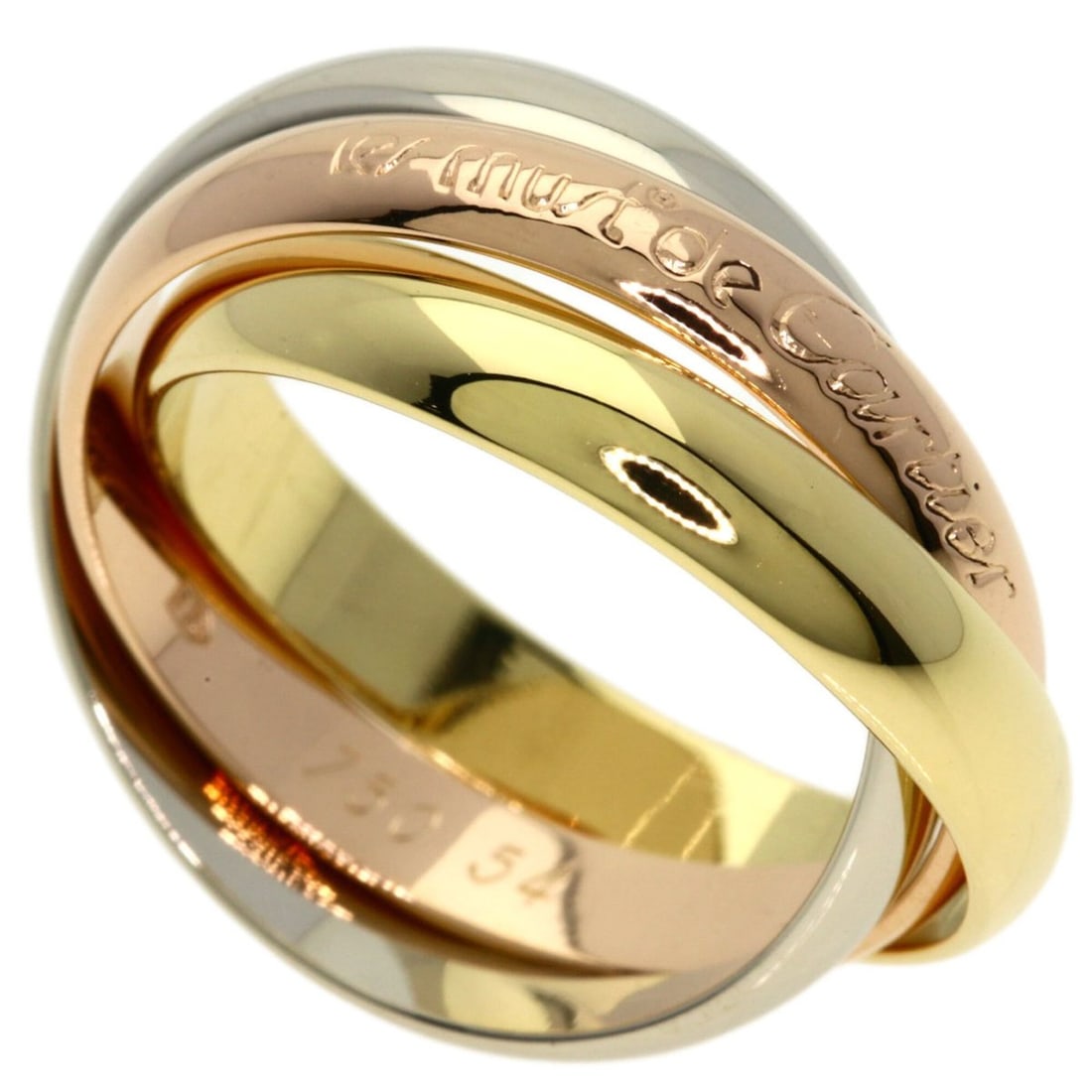 Cartier Trinity #54 Ring - 18K Yellow Gold/18K Pink White Gold Women's CARTIER: --- Catalog ---Category: SizeJP Size: 14US Size: 7Category: DesignType: Band ringGender: WomenMaterial: Pink gold (18K), White gold (18K), Yellow gold (18K)Category: GeneralBrand: Cartier--- Item List
