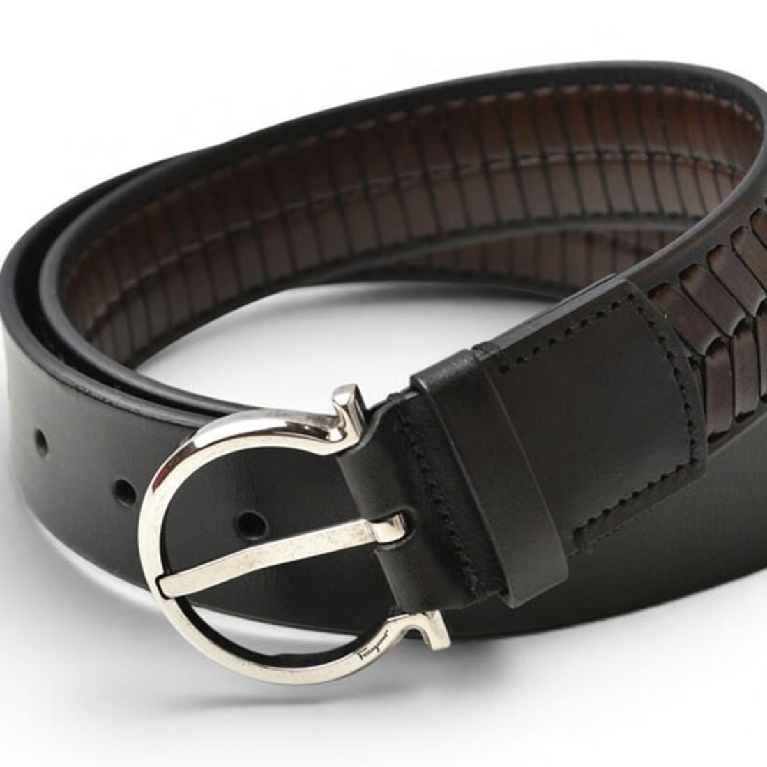 Salvatore Ferragamo Gancini Belt, Leather, Black/Brown, Size 90: --- Catalog ---Category: SizeWidth: 4.5cm / 1.77''Length: 102cm / 40.15''Category: DesignType: Standard beltColor: Black, BrownGender: UnisexMaterial (Strap): Leather Category: GeneralBrand: Salvatore