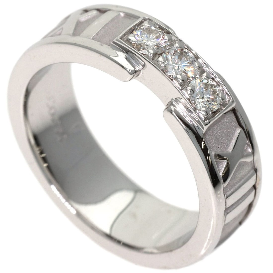Tiffany & Co. Atlas Diamond Ring, 18K White Gold, Women's.: --- Catalog ---Category: SizeJP Size: 7US Size: 4Category: DesignType: Band ringGender: WomenMaterial: White gold (18K)Category: GeneralLine: AtlasBrand: Tiffany--- Item List ---Section: ConditionRank