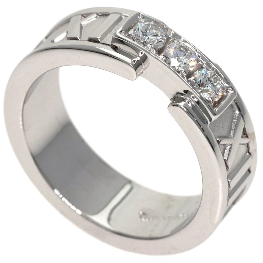Tiffany & Co. Atlas Diamond Ring, 18K White Gold, Women's.: --- Catalog ---Category: SizeJP Size: 7US Size: 4Category: DesignType: Band ringGender: WomenMaterial: White gold (18K)Category: GeneralLine: AtlasBrand: Tiffany--- Item List ---Section: ConditionRank