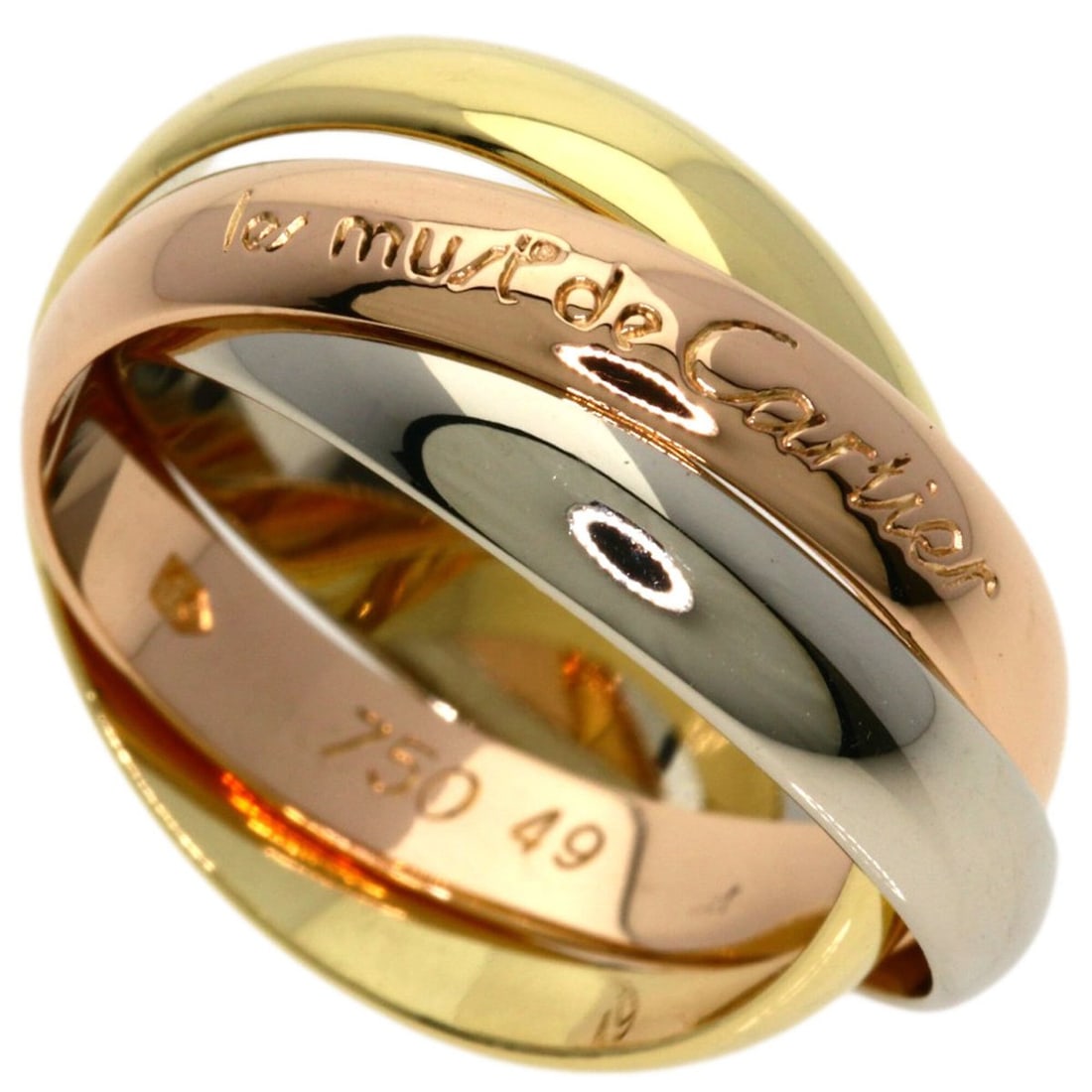 Cartier Trinity #49 Ring, 18K Yellow Gold/18KWG, Women's, CARTIER: --- Catalog ---Category: SizeJP Size: 9US Size: 5Category: DesignType: Band ringGender: WomenMaterial: White gold (18K), Yellow gold (18K)Category: GeneralBrand: Cartier--- Item List ---Section: Condi
