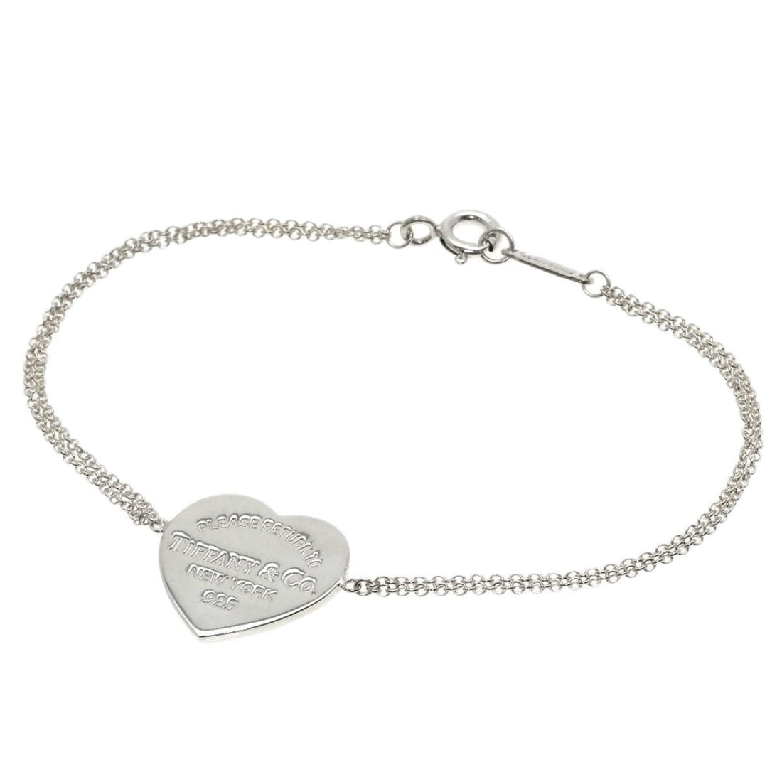 Tiffany & Co. Return to Heart Tag Double Chain Bracelet, Silver, Women's.: --- Catalog ---Category: SizeLength: 15.5cm / 6.1''Category: DesignType: Charm braceletGender: WomenMaterial: SilverCategory: GeneralBrand: Tiffany--- Item List ---Section: ConditionRanking: Rank A Us