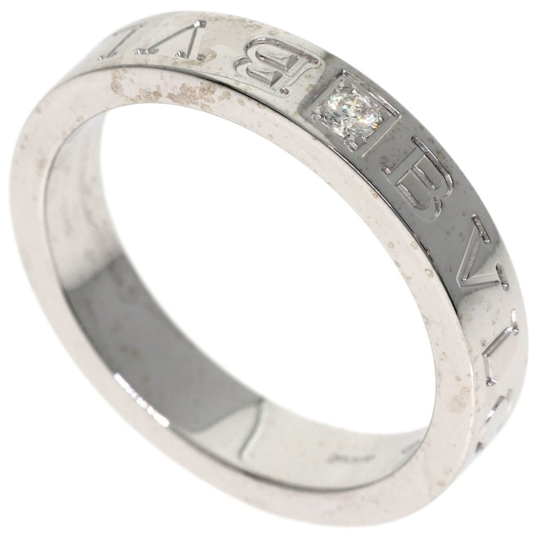 Bulgari Double Logo 1P Diamond Ring, 18K White Gold, Women's BVLGARI: --- Catalog ---Category: SizeJP Size: 14.5US Size: 7Category: DesignType: Band ringStone: DiamondGender: WomenMaterial: White gold (18K)Category: GeneralBrand: Bvlgari--- Item List ---Section: Conditi