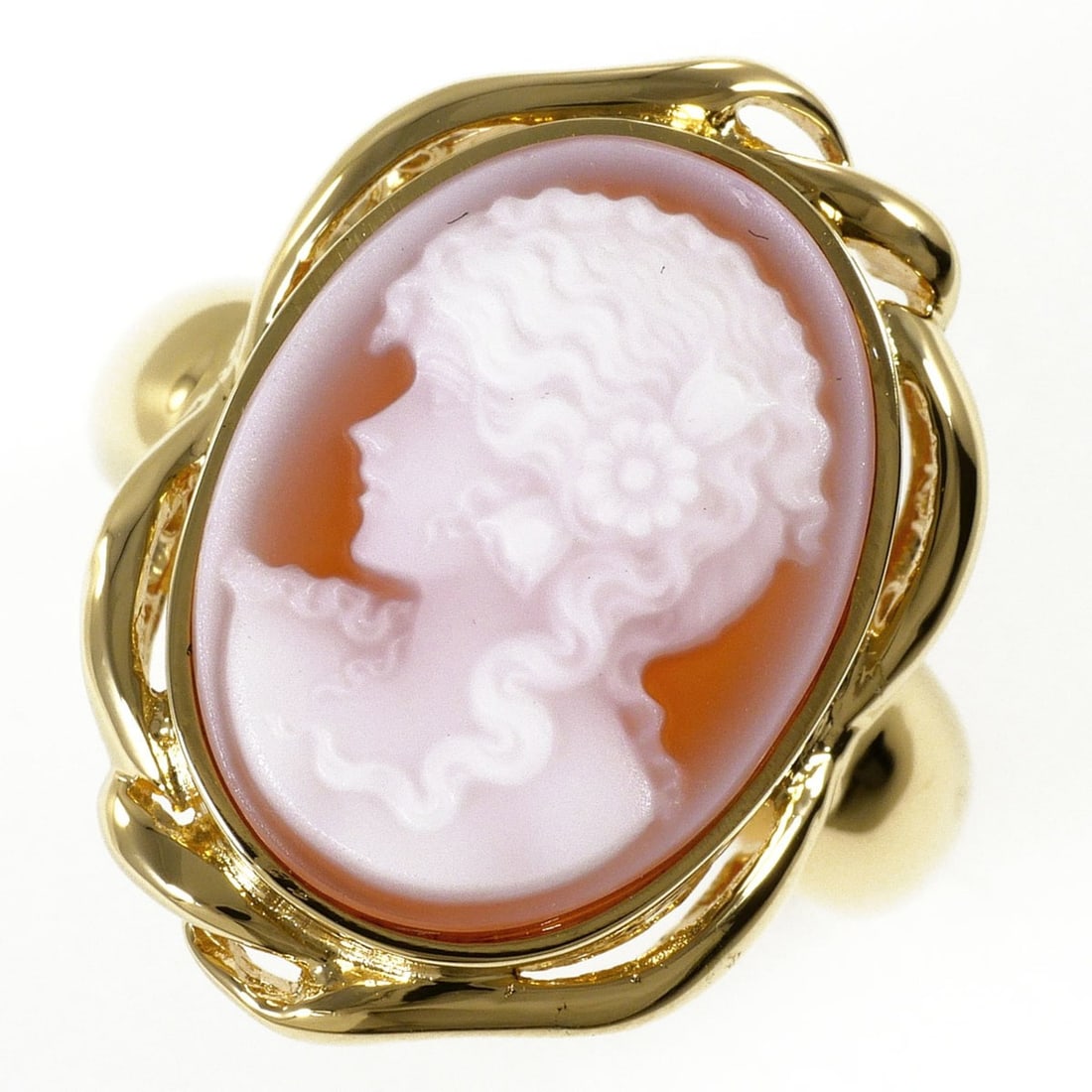 18K (18-karat) Yellow Gold Ring with 1 Stone Cameo Card, Total Weight 5.4g, Jewelry (1 of 8)